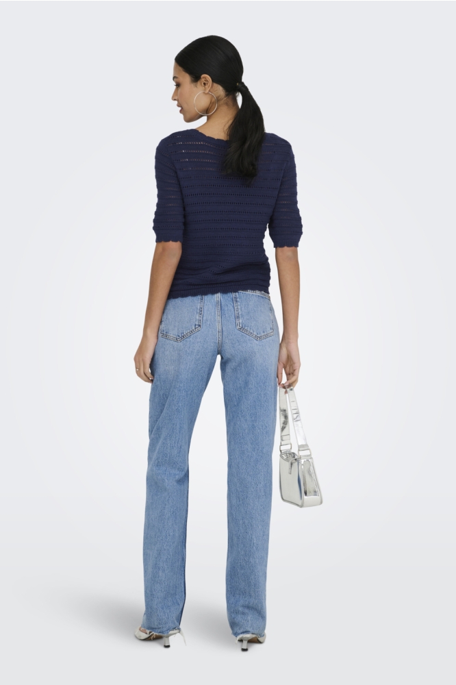 Jacqueline de Yong blauwe dames vest | Model achteraanzicht