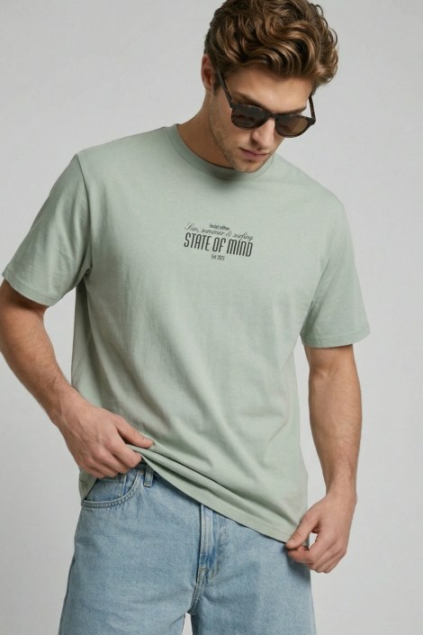 JJ Rebel groene heren t-shirt | Model vooraanzicht