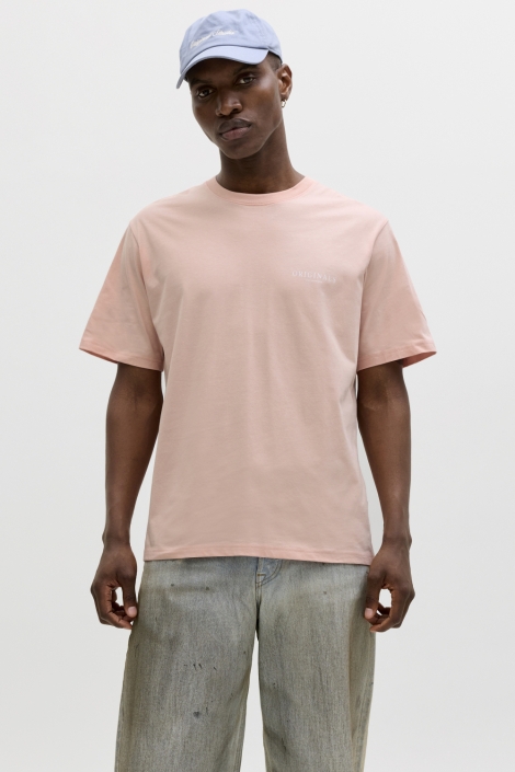 Jack & Jones roze heren t-shirt | Model vooraanzicht