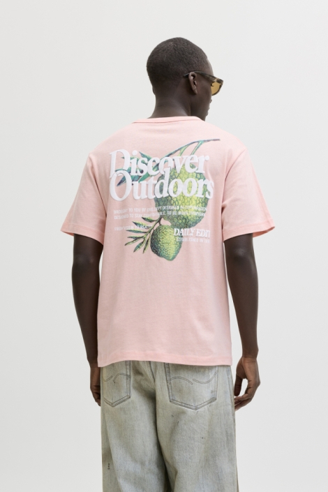 Jack & Jones roze heren t-shirt | Model achteraanzicht