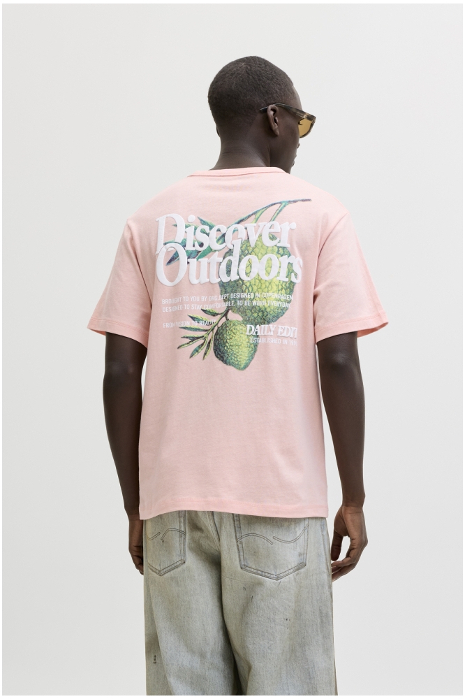 Jack & Jones roze heren t-shirt | Model achteraanzicht