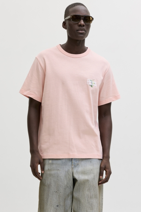 Jack & Jones roze heren t-shirt | Model vooraanzicht