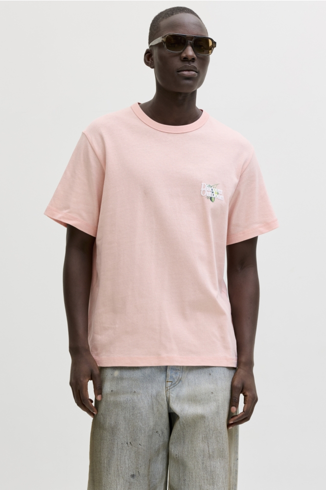 Jack & Jones roze heren t-shirt | Model vooraanzicht