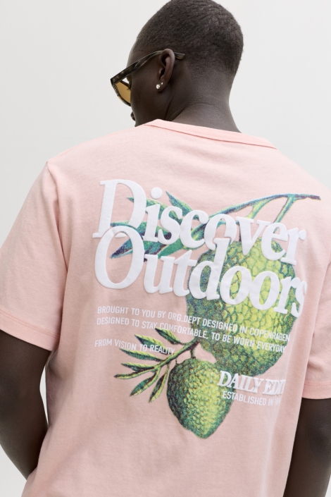 Jack & Jones roze heren t-shirt | Model achteraanzicht