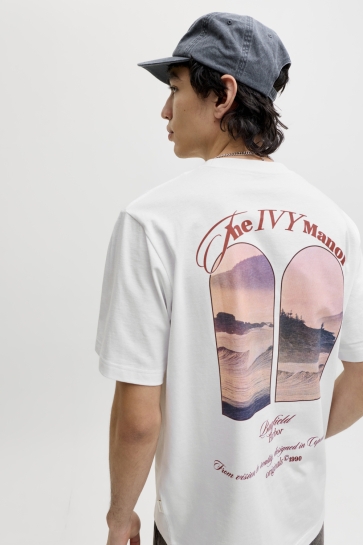 Jack & Jones jormontauk photo back tee ss cn Wit