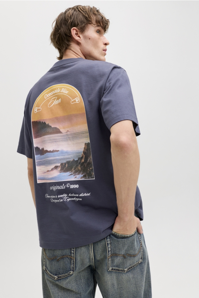 Jack & Jones blauwe heren t-shirt | Model achteraanzicht