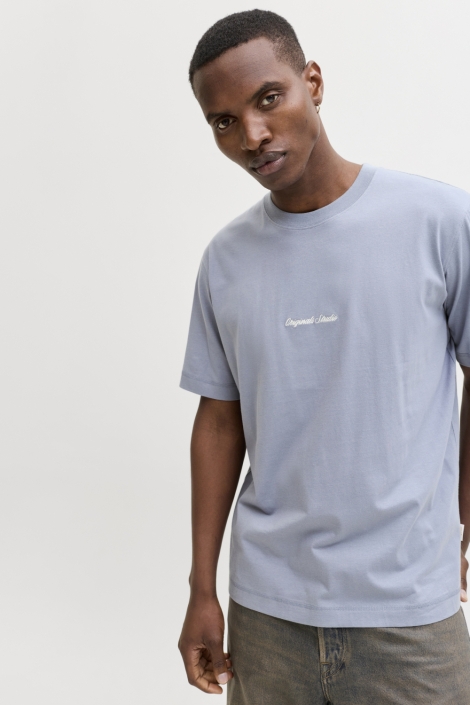Jack & Jones blauwe heren t-shirt | Model vooraanzicht