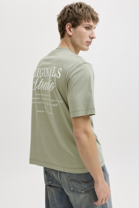 Jack & Jones groene heren t-shirt | Model zijaanzicht