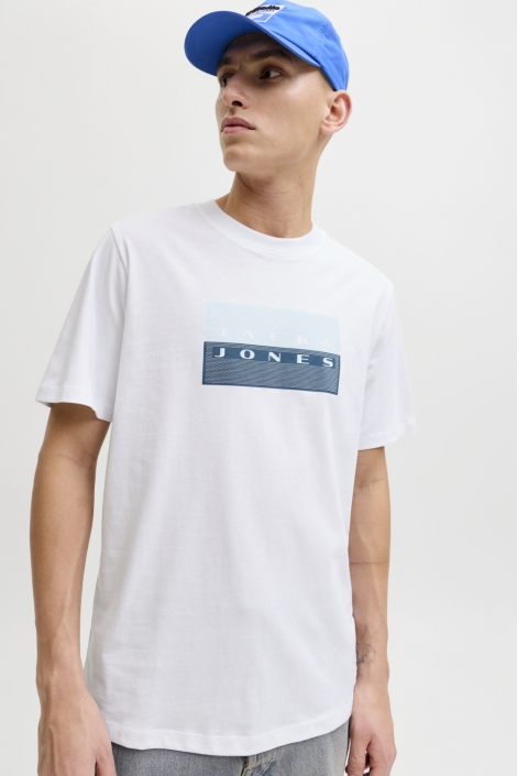Jack & Jones witte heren t-shirt | Model vooraanzicht