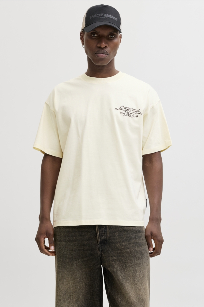 Jack & Jones beige heren t-shirt | Model vooraanzicht