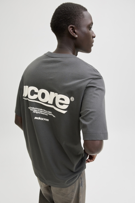 Jack & Jones grijze heren t-shirt | Model achteraanzicht