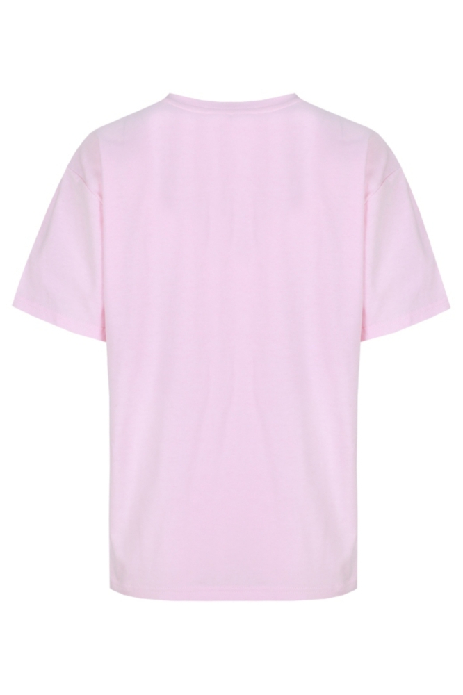 Fluresk roze dames t-shirt | Achteraanzicht