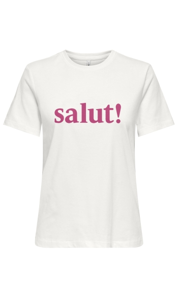 ONLCLEO S/S PRINTED TEE JRS OUTLET 15366382 Cloud Dancer/Salut