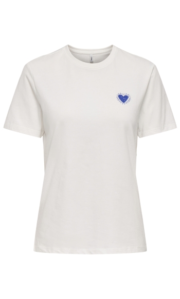 ONLALMA S/S HEART TEE JRS OUTLET 15366421 Cloud Dancer/Dazzling blue