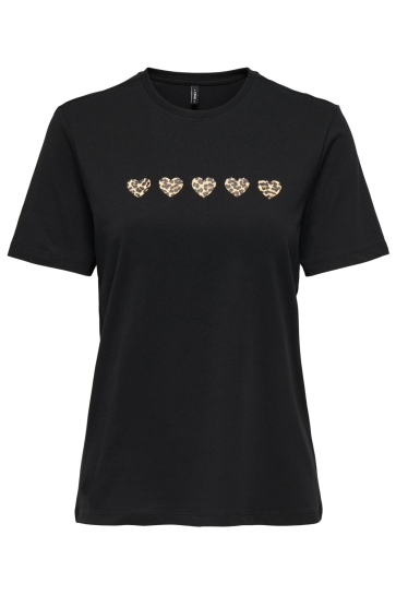 Only onlconstance leo hearts s/s jrs out Zwart