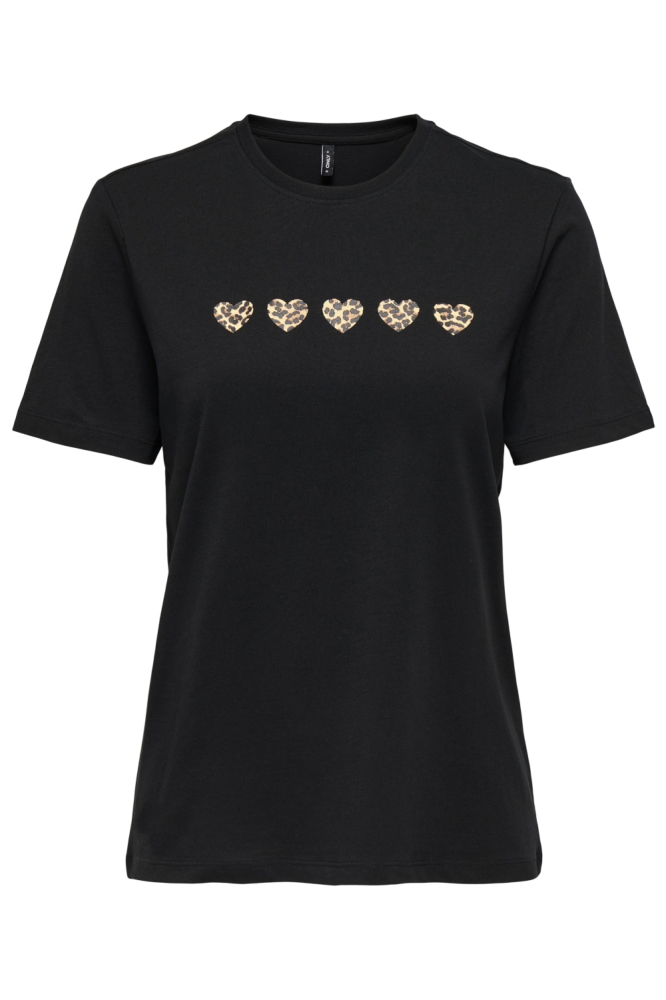 Only zwarte dames t-shirt | Vooraanzicht