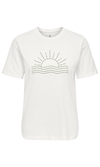 ONLANYA S/S PRINTED TEE JRS OUTLET 15366419 Cloud Dancer/Sunset Laurel green