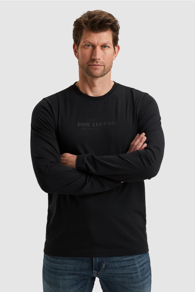 PME legend blauwe heren t-shirt | Model vooraanzicht