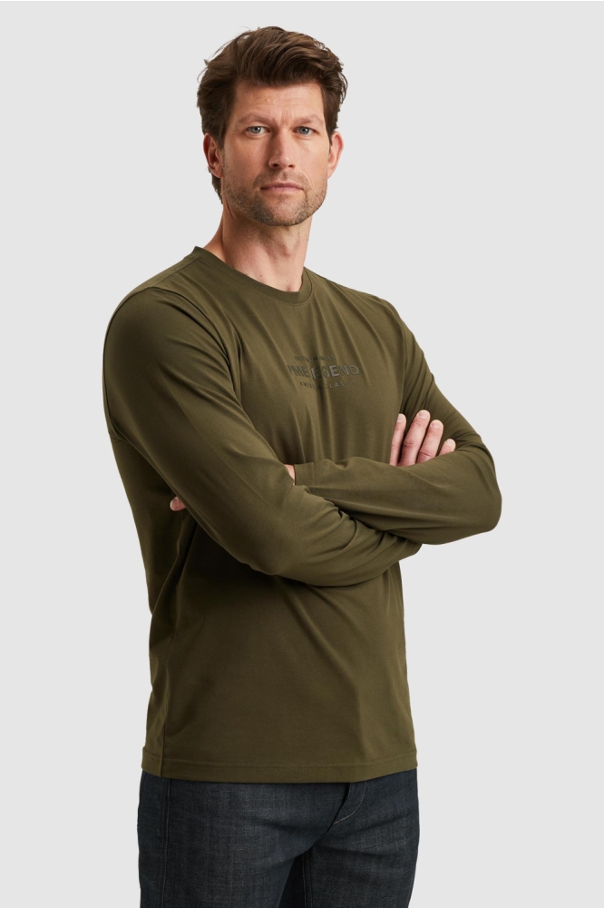 PME legend groene heren t-shirt | Model zijaanzicht