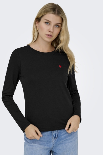 Jacqueline de Yong T-shirt JDYPISA L/S PRINT TOP JRS DIA 15359938 BLACK/BITTERSWEET