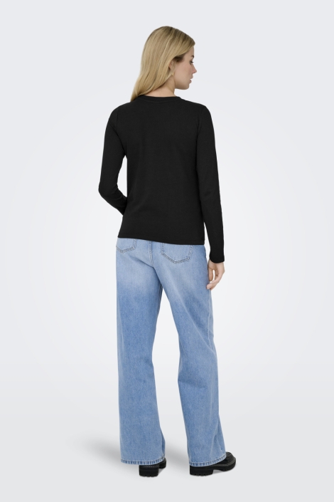 Jacqueline de Yong zwarte dames t-shirt | Model achteraanzicht