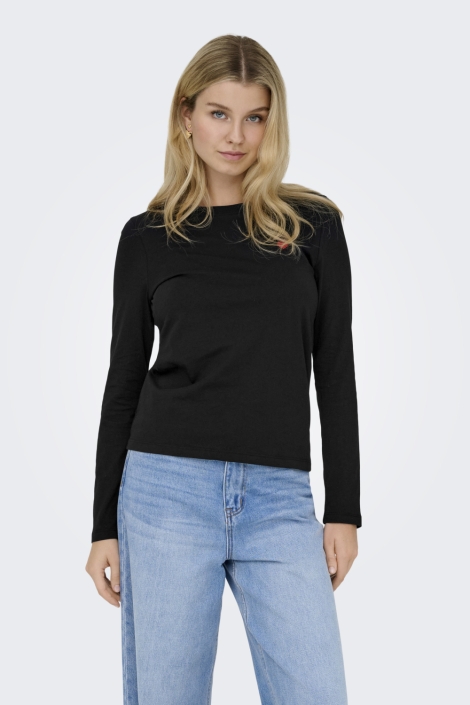 Jacqueline de Yong zwarte dames t-shirt | Model vooraanzicht