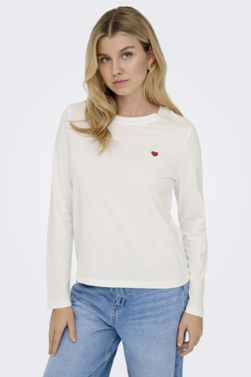 Jacqueline de Yong T-shirt JDYPISA L/S PRINT TOP JRS DIA 15359938 CLOUD DANCER/BITTERSWEET