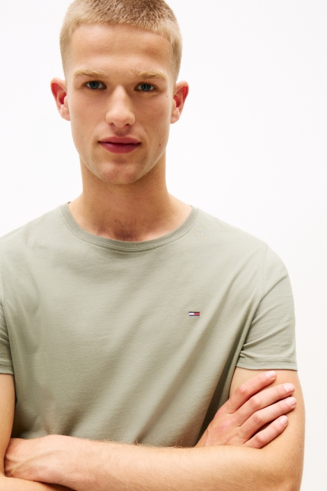 Tommy Jeans groene heren t-shirt | Close up