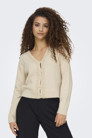 Jacqueline de Yong Vest JDYFRANCIE LIFE L/S V-NECK CARDI KN 15339013 Birch/W. PEARL