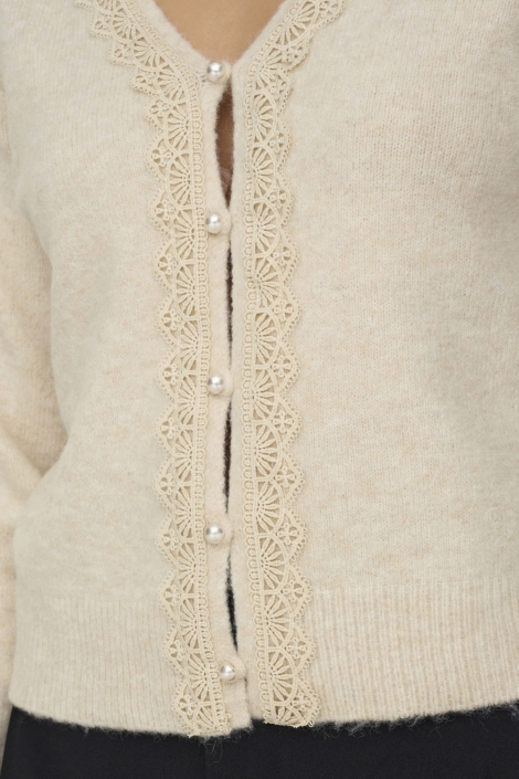 Jacqueline de Yong ecru dames vest | Close up