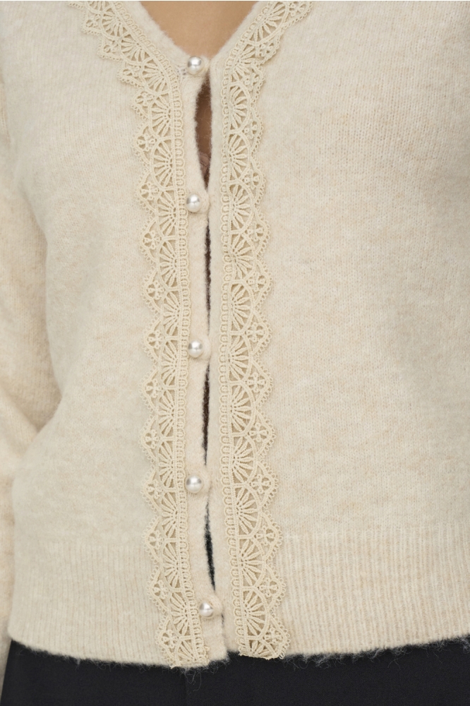 Jacqueline de Yong ecru dames vest | Close up