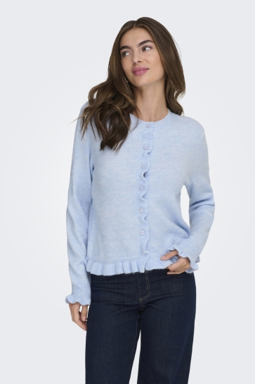 Jacqueline de Yong jdyletty l/s on frill cardigan knt Blauw