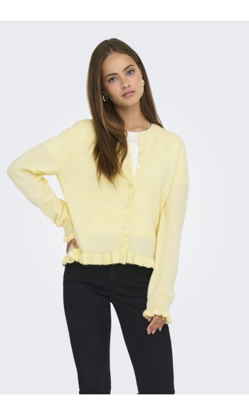 JDYLETTY L/S ON FRILL CARDIGAN KNT 15363485 PASTEL YELLOW
