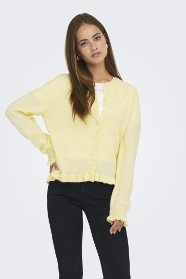 Jacqueline de Yong JDYLETTY L/S ON FRILL CARDIGAN KNT 15363485 PASTEL YELLOW