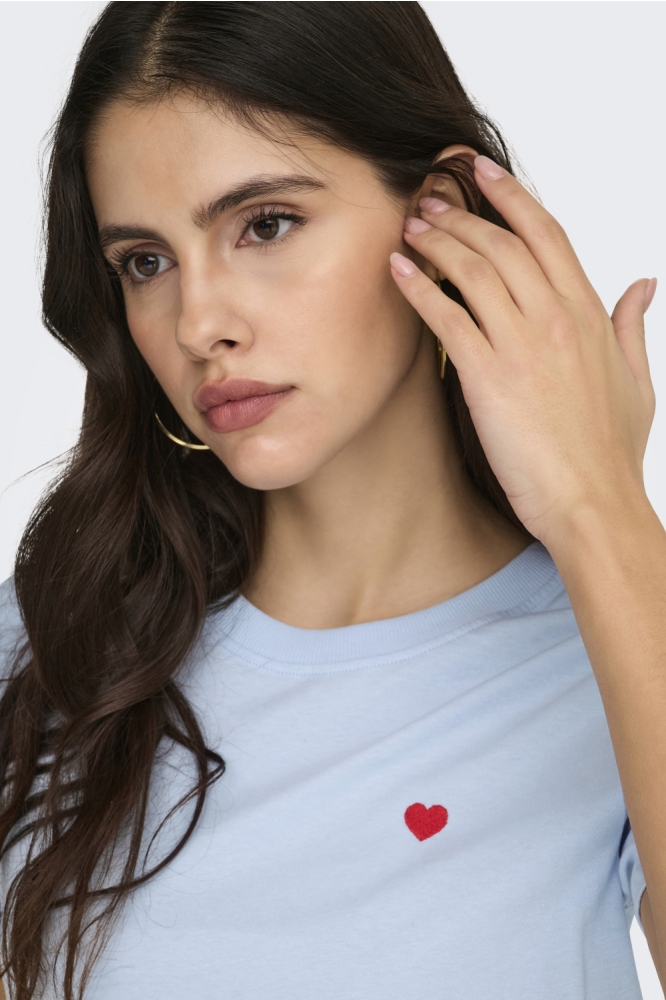 Jacqueline de Yong blauwe dames t-shirt | Close up