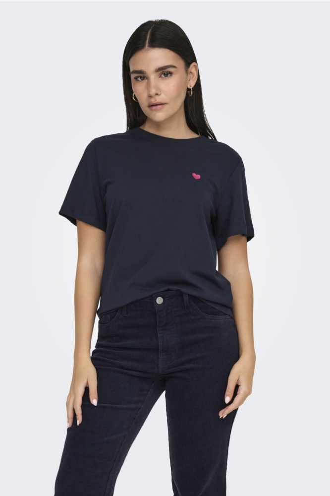 Jacqueline de Yong blauwe dames t-shirt | Model vooraanzicht
