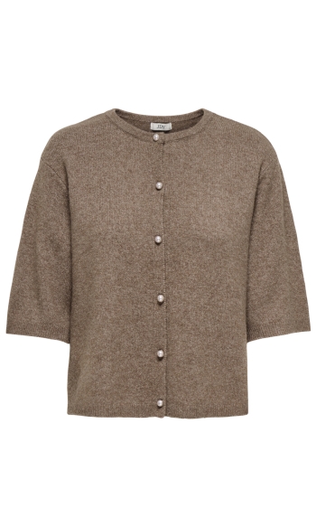 JDYRUE LIFE 2/4 PEARL CARDIGAN KNT 15363310 CARIBOU/MELANGE W. WHITE PEARL BUUTON