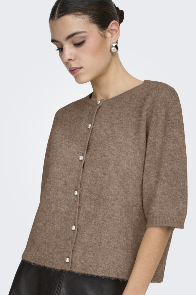 Jacqueline de Yong bruine dames vest | Model zijaanzicht
