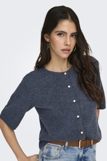 Jacqueline de Yong jdyrue life 2/4 pearl cardigan knt Blauw