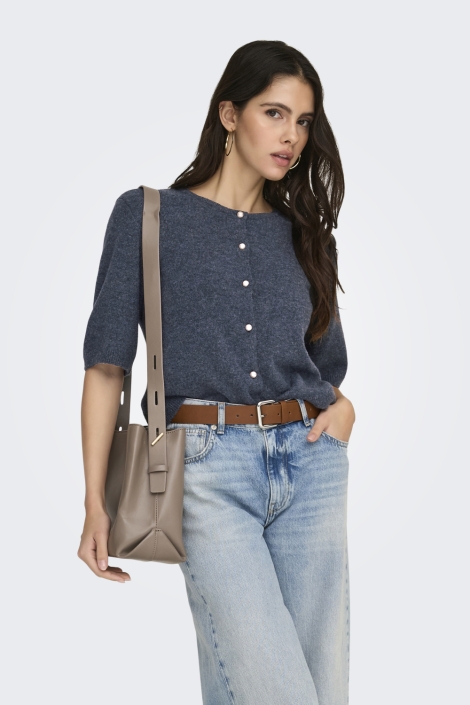 Jacqueline de Yong blauwe dames vest | Model vooraanzicht