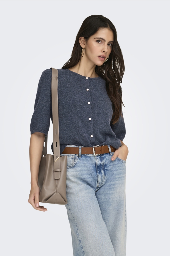 Jacqueline de Yong blauwe dames vest | Model vooraanzicht