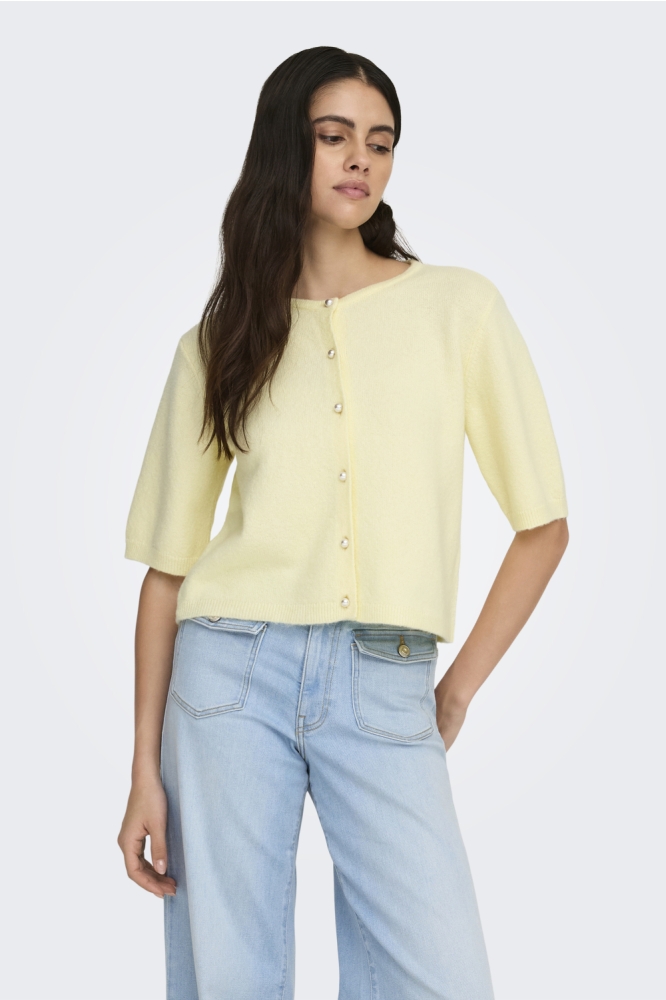 Jacqueline de Yong gele dames vest | Model vooraanzicht