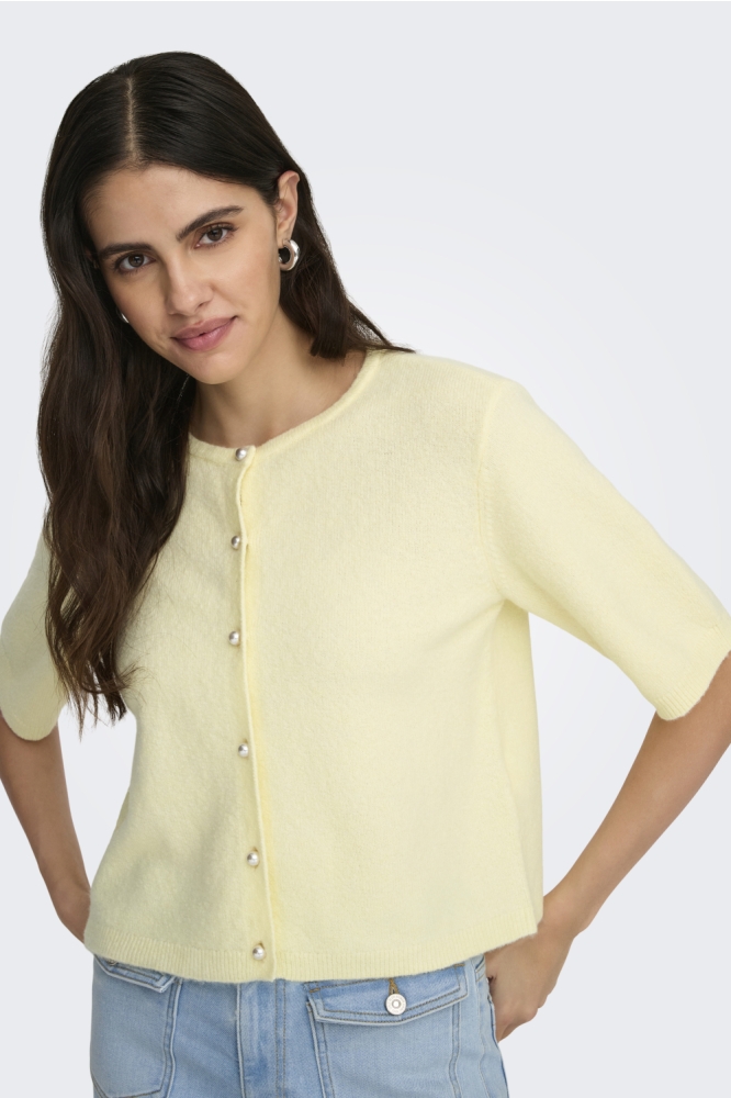 Jacqueline de Yong gele dames vest | Model vooraanzicht