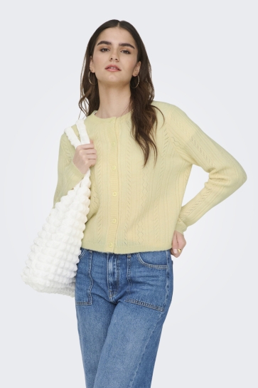 Jacqueline de Yong JDYAPRIL LIFE L/S O-NECK CARDIGAN K 15363301 Pastel Yellow/MELANGE