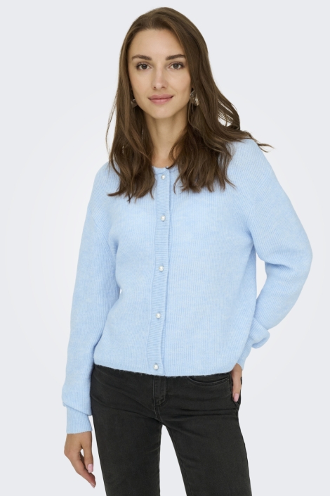 Jacqueline de Yong blauwe dames vest | Model vooraanzicht