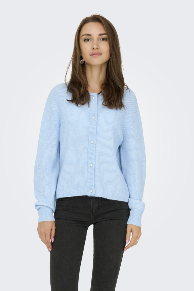 Jacqueline de Yong blauwe dames vest | Model vooraanzicht