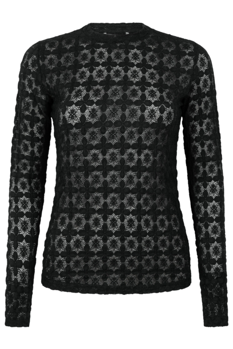 Aaiko zwarte dames t-shirt | Vooraanzicht