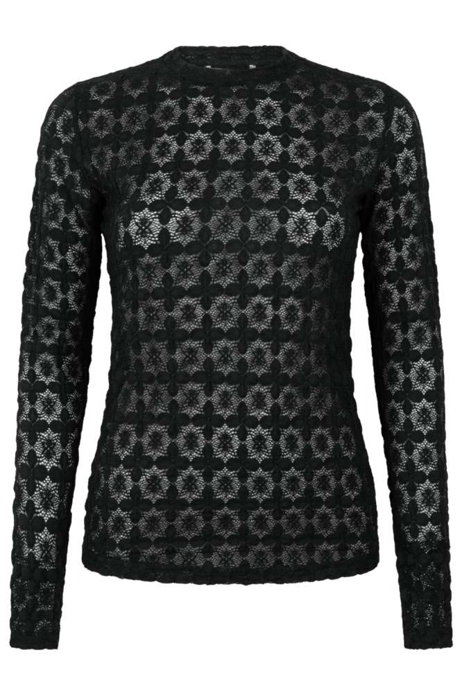 Aaiko zwarte dames t-shirt | Vooraanzicht