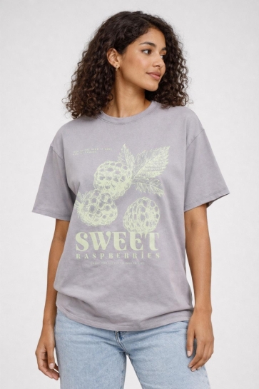 Only onlkinna life s/s oversize top box Grijs