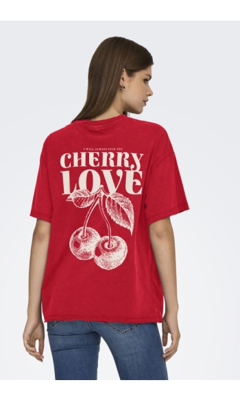 ONLKINNA LIFE S/S OVERSIZE TOP BOX 15359013 Barbados Cherry/Kinna cher